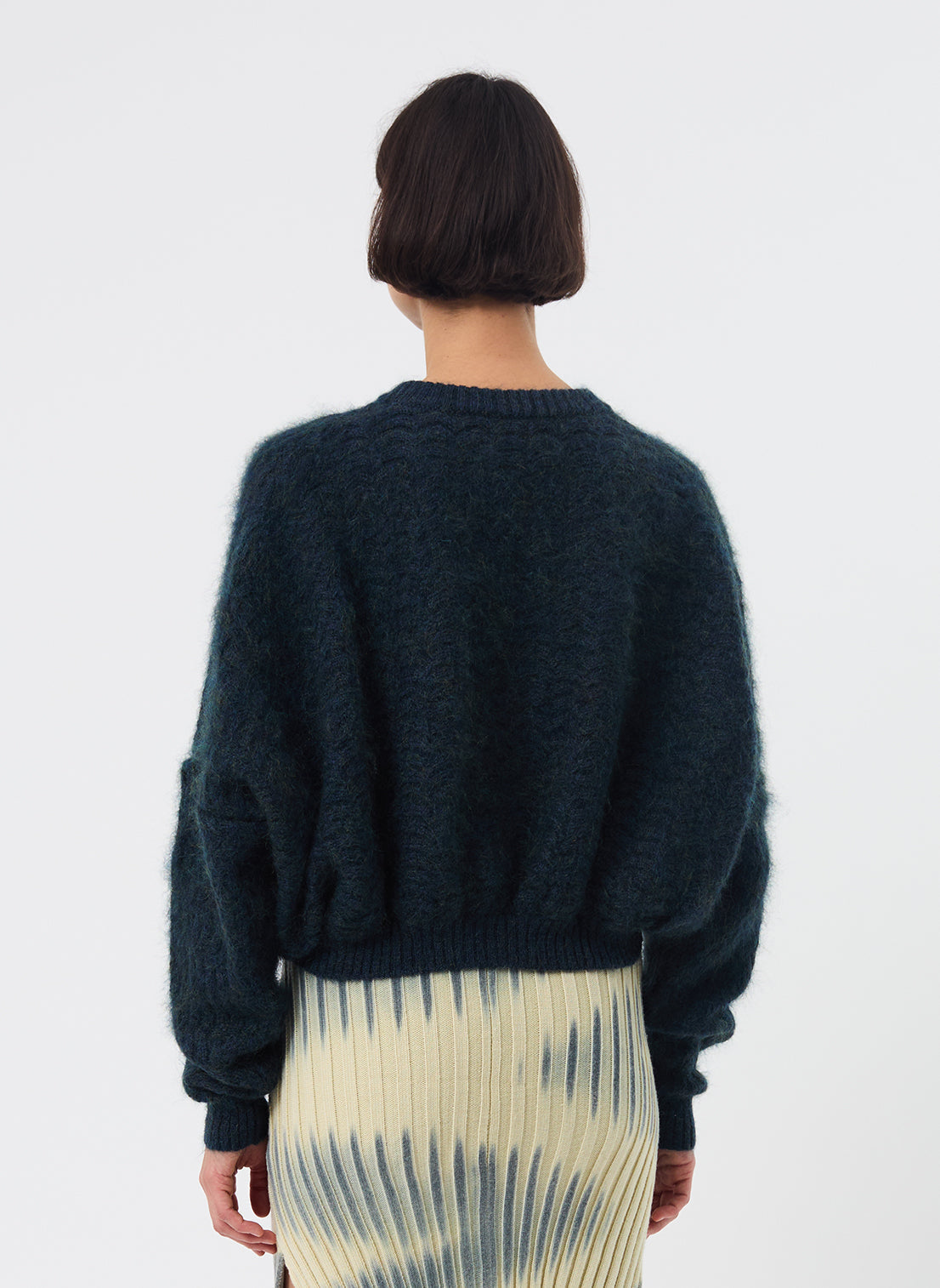 Zigzag Mohair Bubble Sweater - Peacock Green Melange
