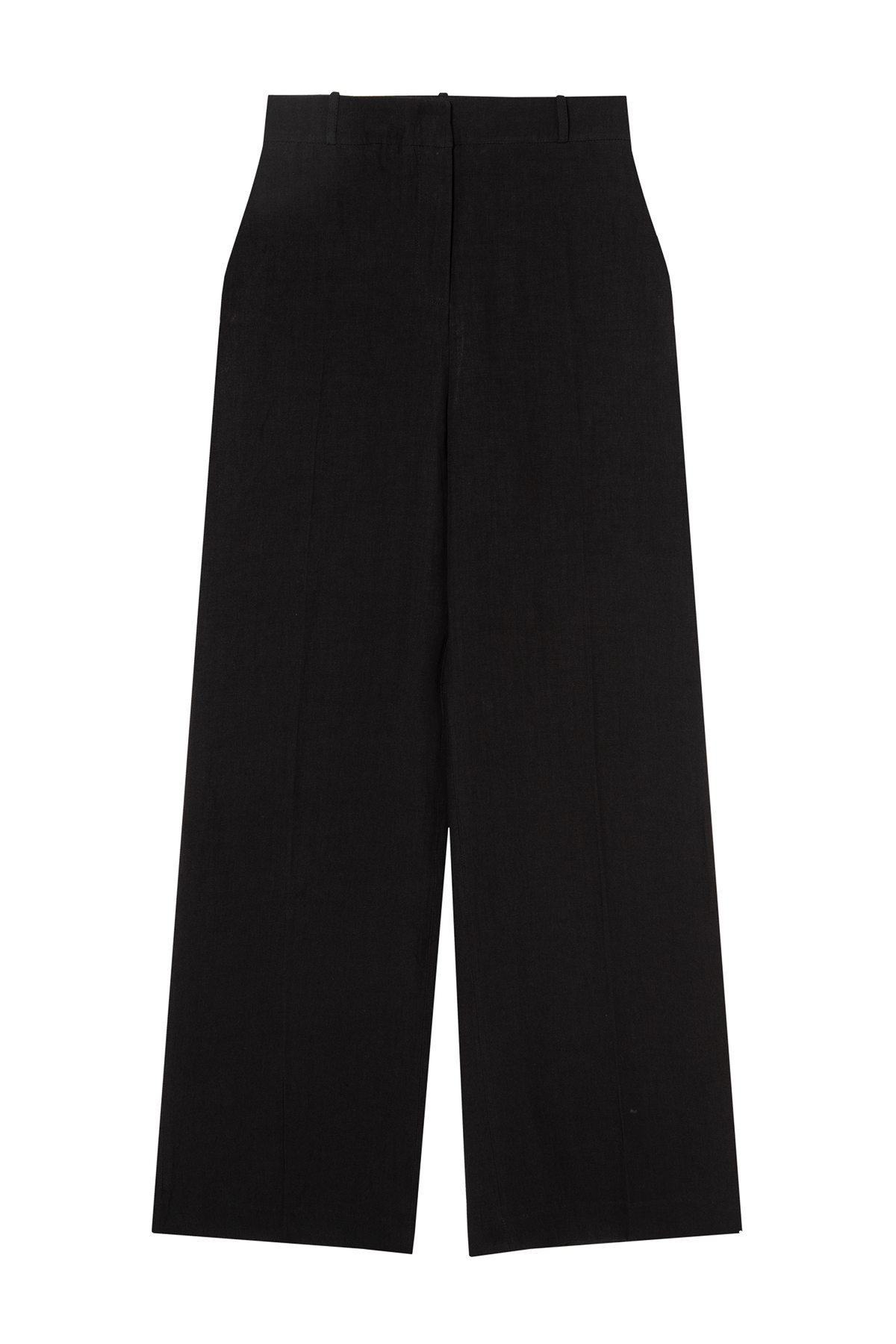 pantalon de tailleur femme en toile de lin lavé noir Made in France par Facettes Studio