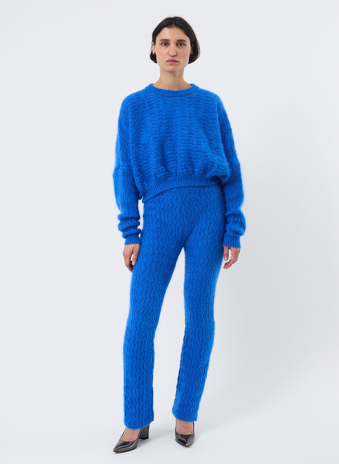 Zigzag Mohair Bubble Sweater - Electric Blue