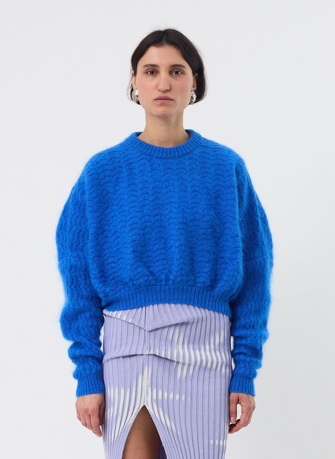 Zigzag Mohair Bubble Sweater - Electric Blue