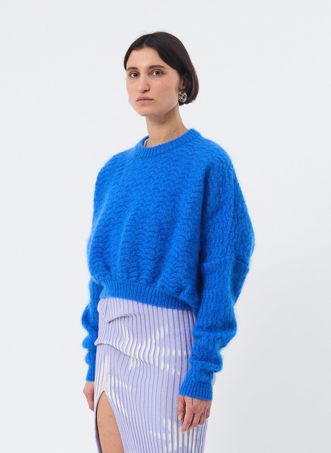 Zigzag Mohair Bubble Sweater - Electric Blue
