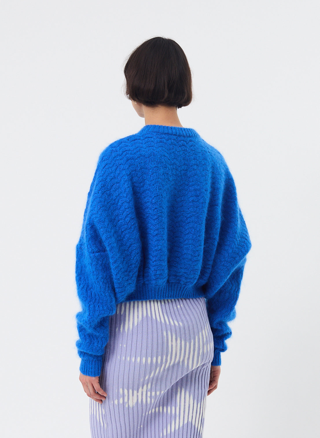 Zigzag Mohair Bubble Sweater - Electric Blue