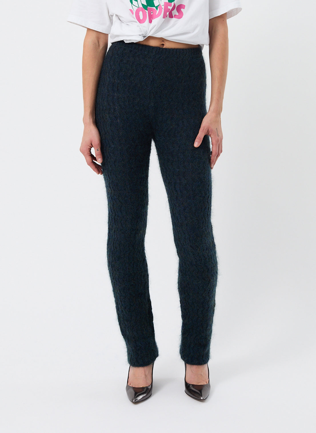 Zigzag Mohair Pants - Peacock Green Melange