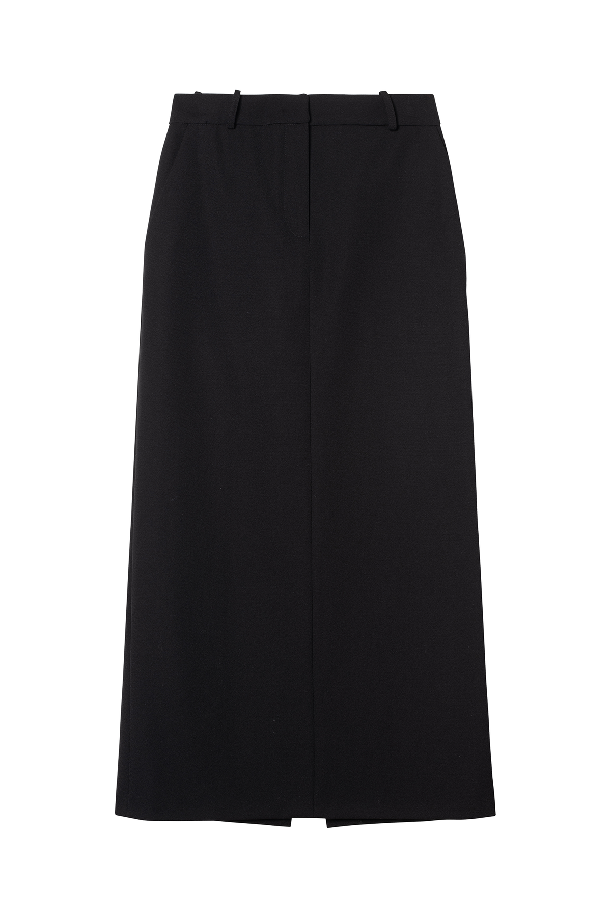 jupe tailleur longue en gabardine de laine noire - Facettes Studio