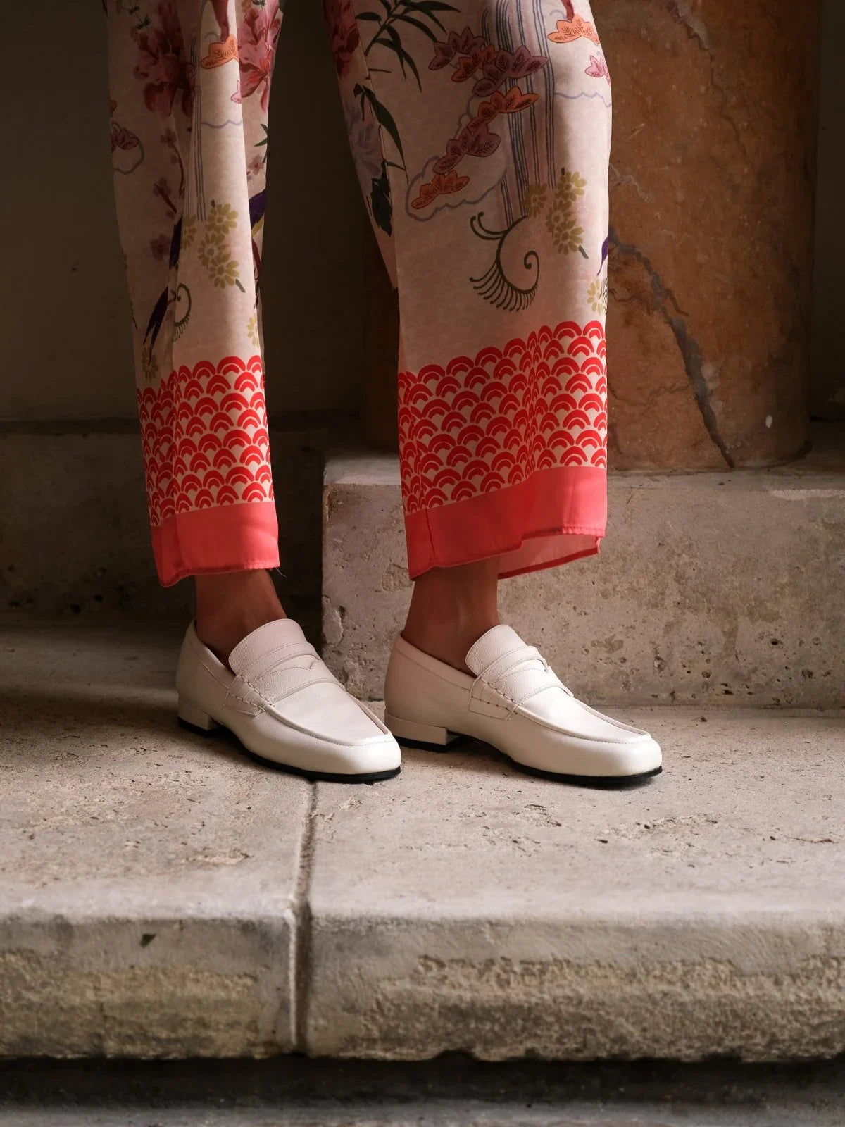 Mocassin Othilie Uni blanc - Léopoldine de Galzain