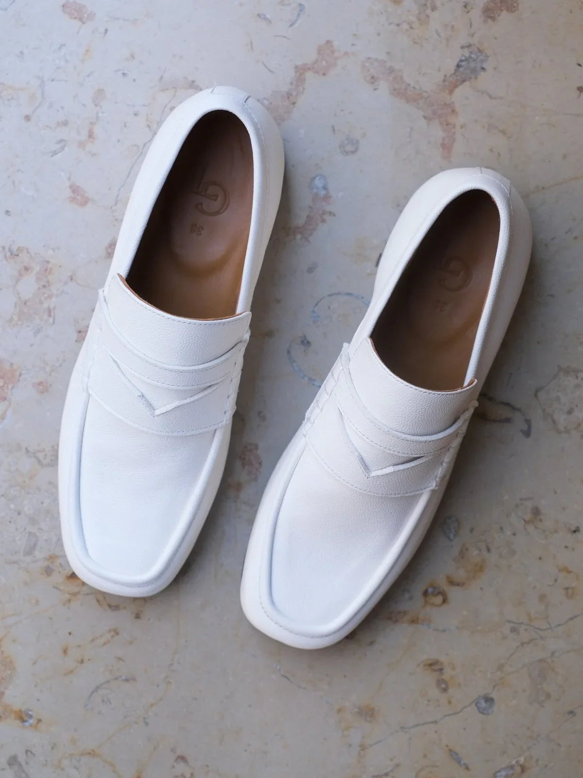 Mocassin Othilie Uni blanc - Léopoldine de Galzain
