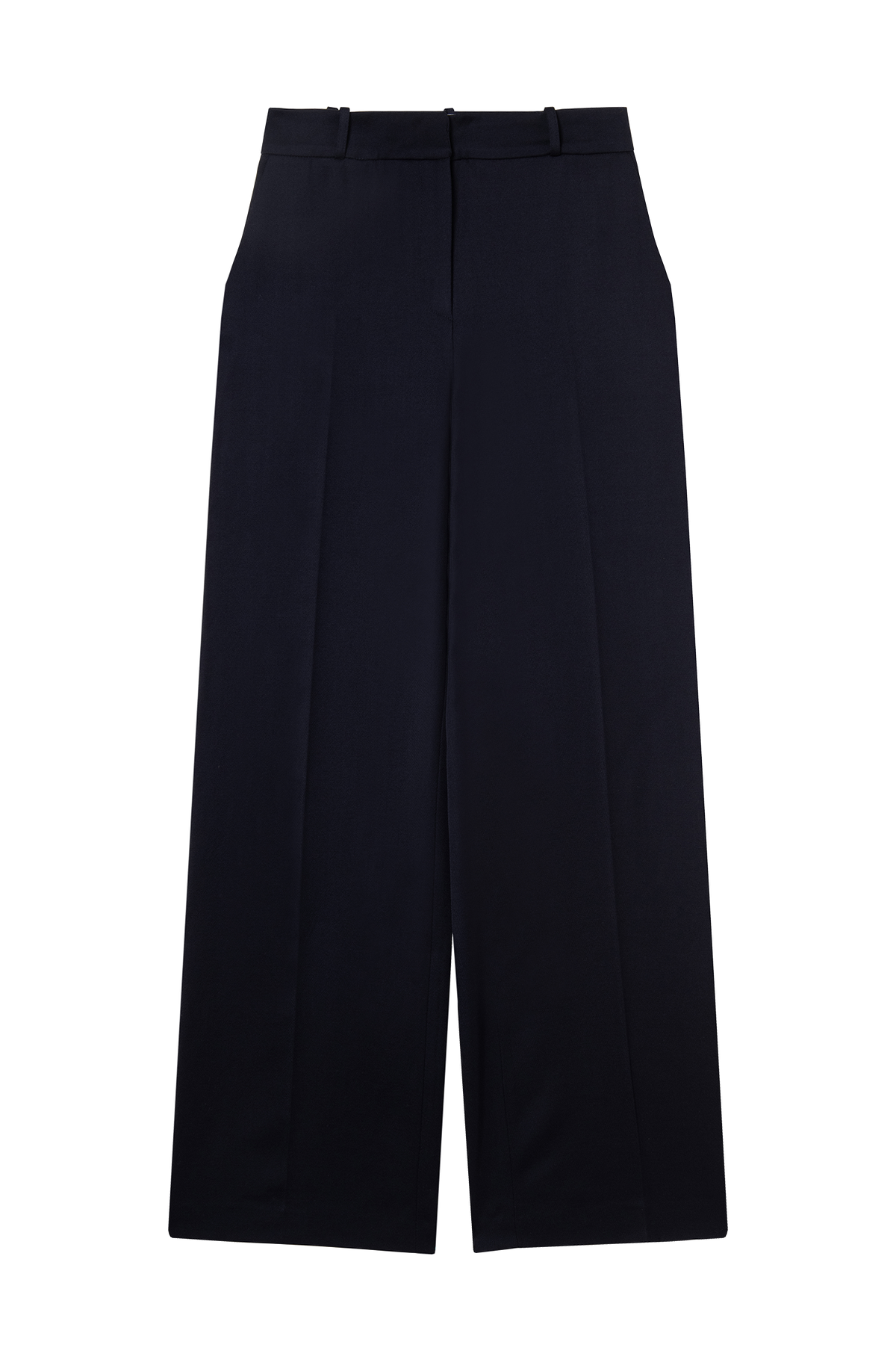 pantalon tailleur femme en gabardine de laine bleu marine Made in France par Facettes Studio