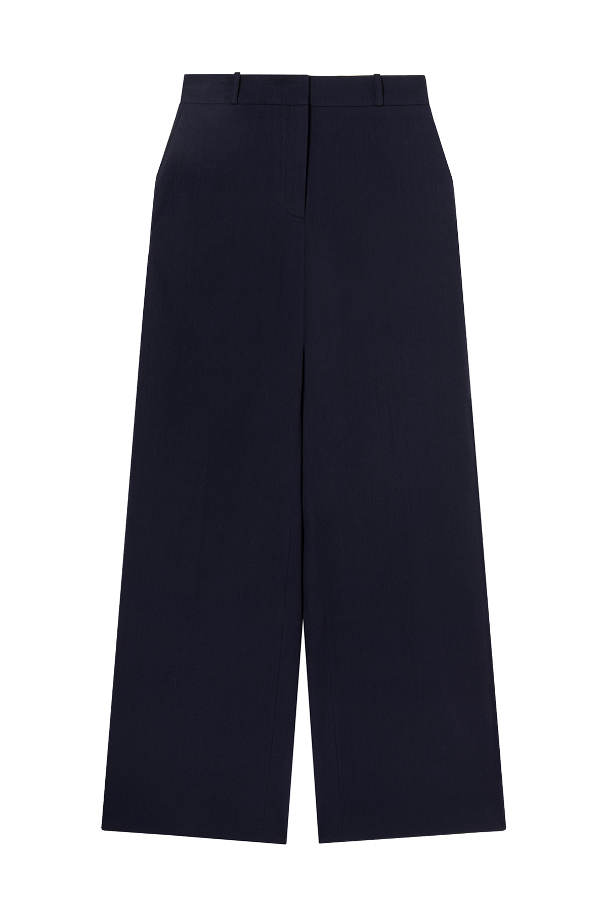 pantalon de tailleur femme en toile de coton bleu marine Made in France par Facettes Studio