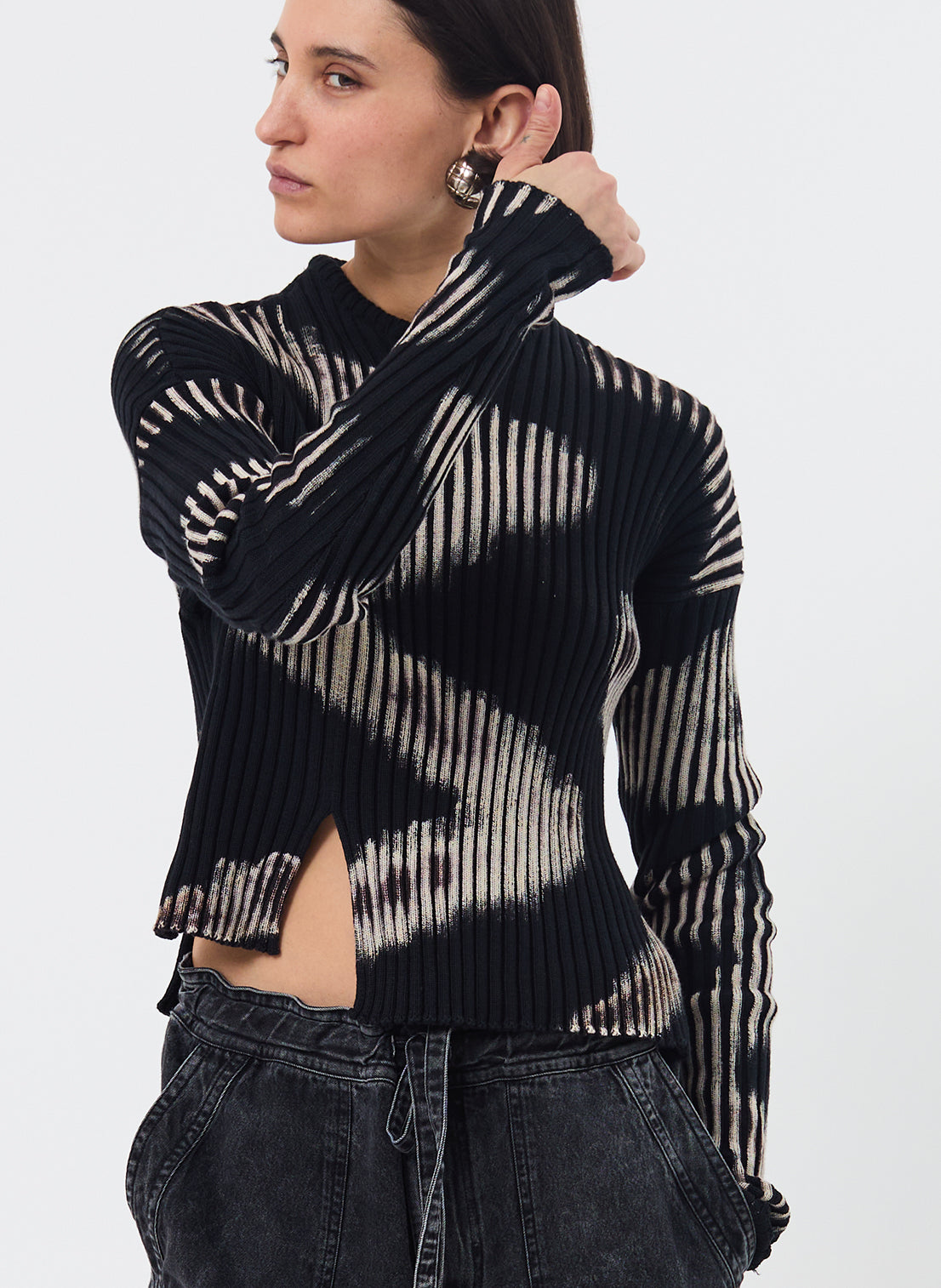 Cotton Rib Sweater Wave